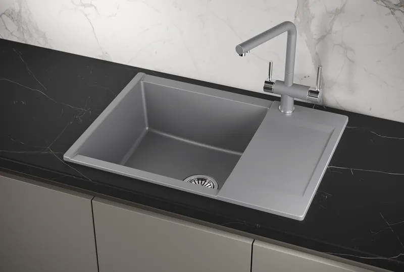 ES-7003, АЛЮМИНИУМ, кухонная мойка, кварц, ESTETICA