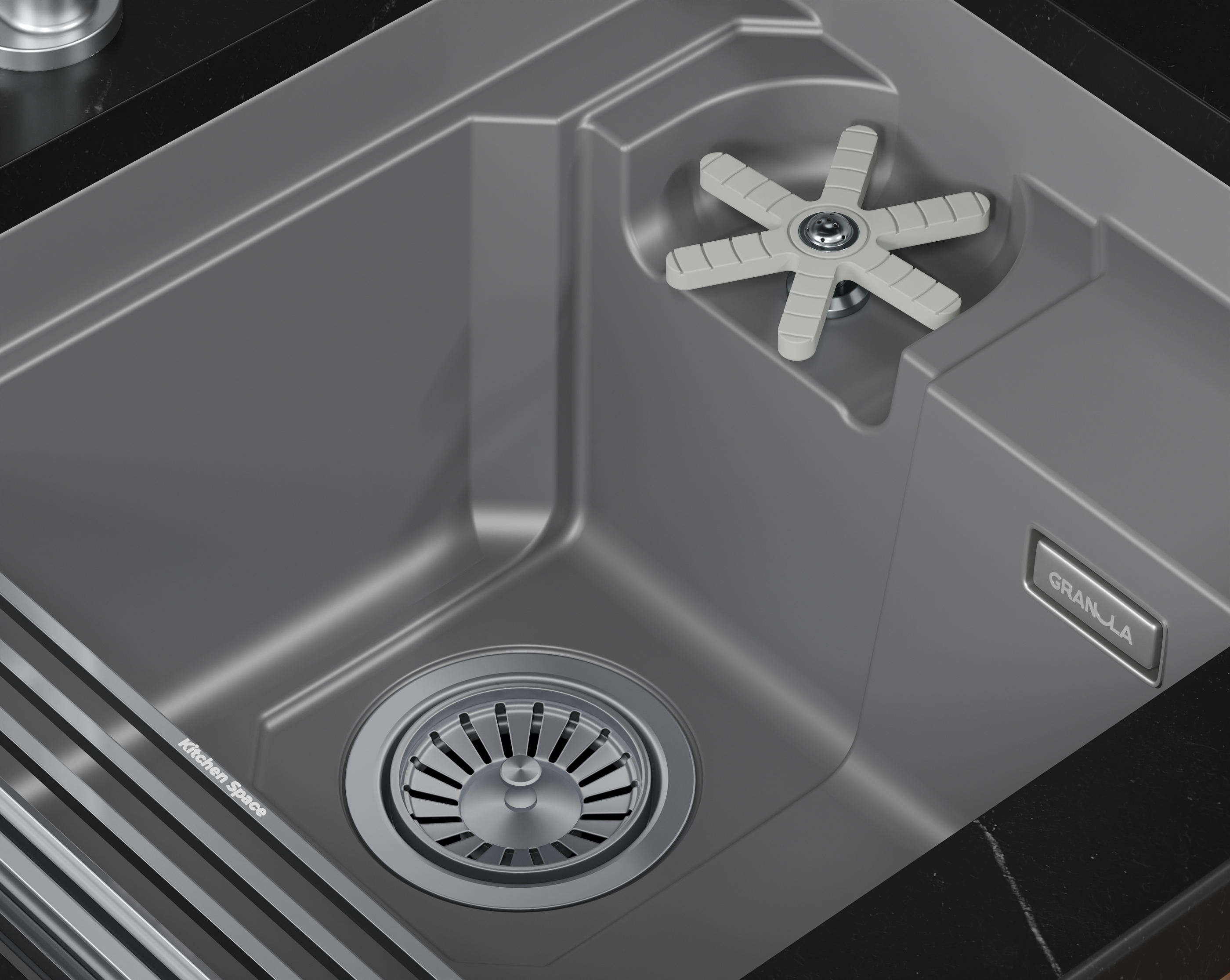 7309RU, АЛЮМИНИУМ, кухонная мойка, кварц KITCHEN SPACE RINZER